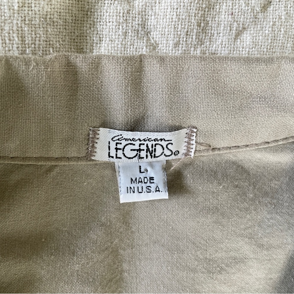 Vintage Blazer Khaki Jacket American Legends USA L Ranch Cattle Texas Windmill - Picture 8 of 15